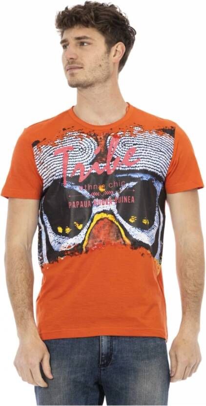 Trussardi Oranje Katoenen T-Shirt met Voorprint voor Mannen Orange Heren