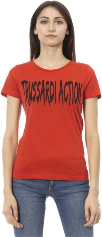 Trussardi Rode Katoenen Korte Mouw T-shirt met Voorkant Print Red Dames