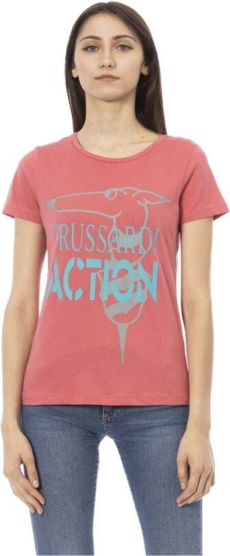 Trussardi Roze Bedrukt T-Shirt voor Vrouwen Pink Dames