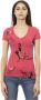 Trussardi V-hals T-shirt met korte mouwen Frontprint Pink Dames - Thumbnail 1