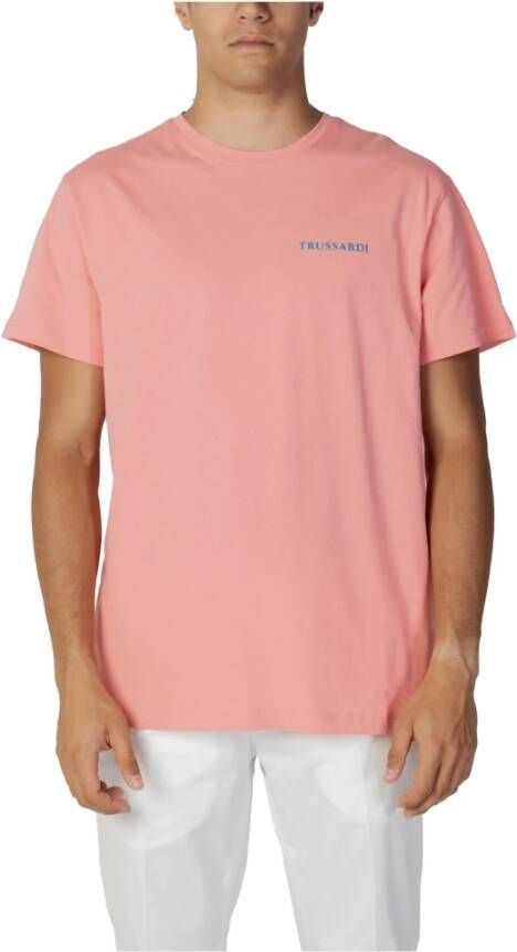 Trussardi Roze Print Korte Mouw T-shirt Pink Heren