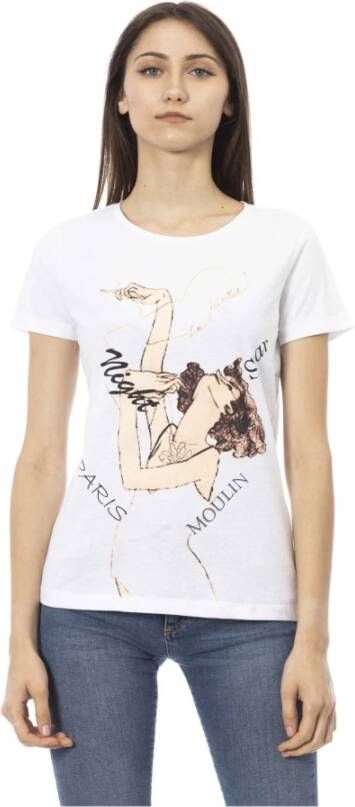 Trussardi Roze Katoenen T-shirt met Korte Mouwen en Voorkant Print Pink Dames