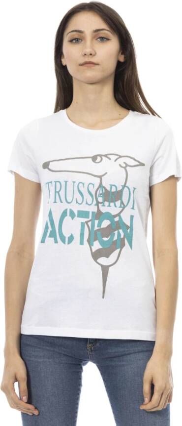 Trussardi Trendy Wit Katoenen T-shirt met Voorkant Print White Dames