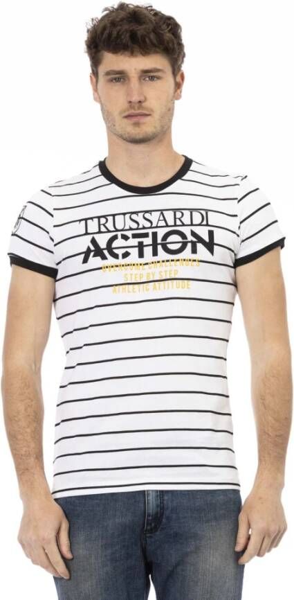 Trussardi Witte katoenen T-shirt met voorkant print White Heren