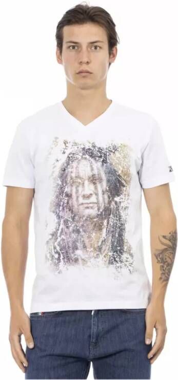Trussardi Action Groene V-Hals T-Shirt met Voorkant Print Green Heren