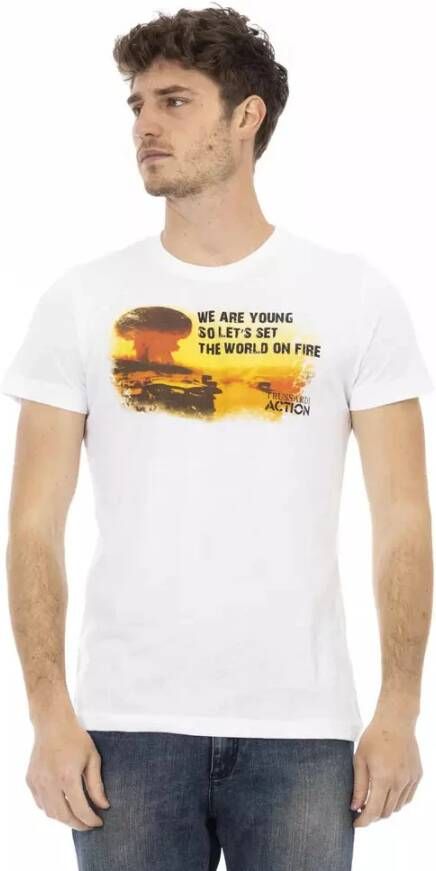 Trussardi Action Wit Katoenen T-Shirt met Front Print White Heren