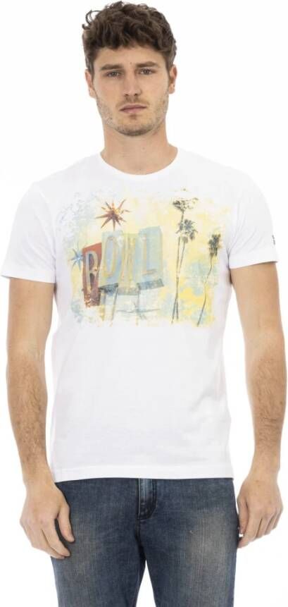 Trussardi Action Wit Katoenen T-Shirt met Voorkant Print White Heren