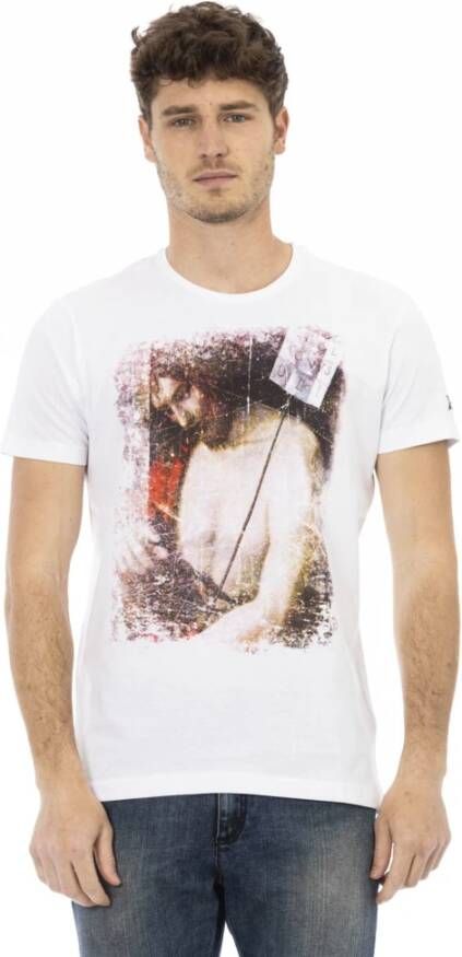 Trussardi Action Wit Katoenen T-Shirt met Voorkant Print White Heren
