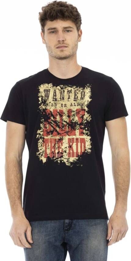 Trussardi Zwart Katoenmix T-shirt met Frontprint Black Heren