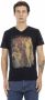 Trussardi Stijlvol V-hals T-shirt met Artistieke Frontprint Black Heren - Thumbnail 1