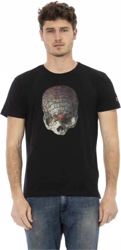 Trussardi Zwart Katoenen T-Shirt met Voorkant Print Black Heren