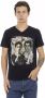 Trussardi Korte mouwen V-hals T-shirt met voorprint Black Heren - Thumbnail 1