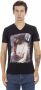 Trussardi Zwart V-hals T-shirt met Unieke Frontprint Black Heren - Thumbnail 1