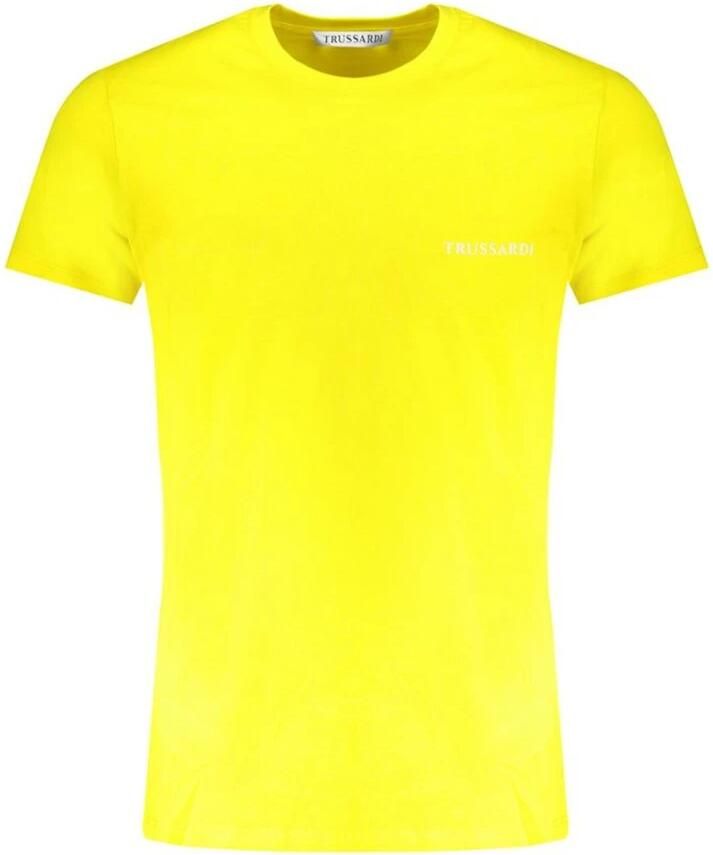 Trussardi Gele T-shirt met korte mouwen en logo Yellow Heren