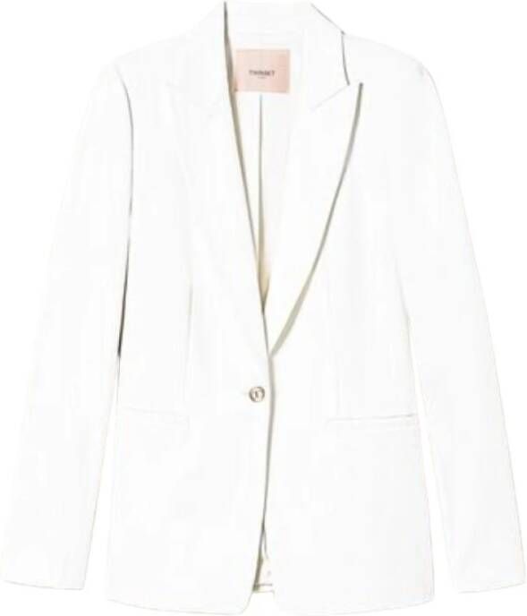 Twinset Witte Enkelbreasted Blazer White Dames