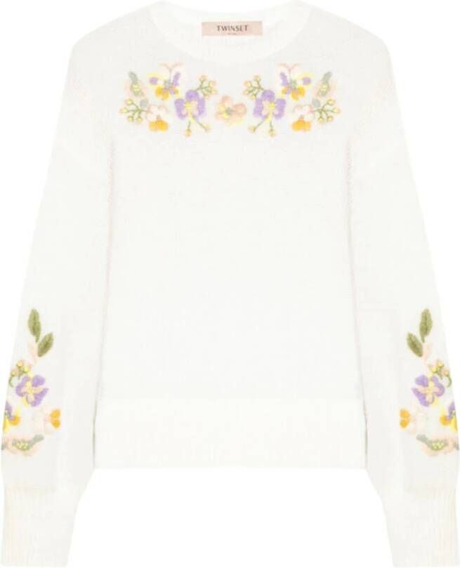 Twinset Bloemen geborduurde truien White Dames