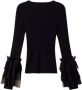Twinset Elegante Sweatshirt met Lange Mouwen en Tule Detail Black Dames - Thumbnail 1