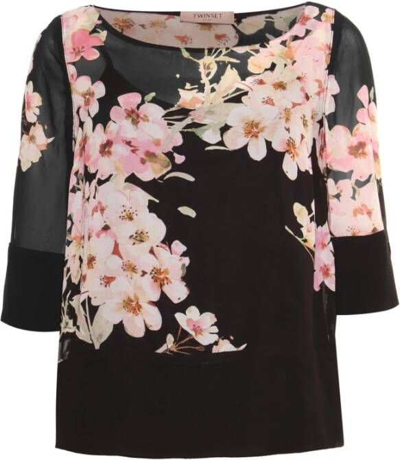 Twinset blouse bloemenprint Zwart Dames