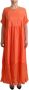 Twinset Coral Short Sleeves Cotton Maxi Shift Dress Oranje Dames - Thumbnail 1