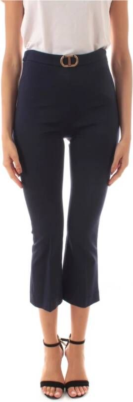 Twinset Blauwe Cropped Trompetbroek Blue Dames