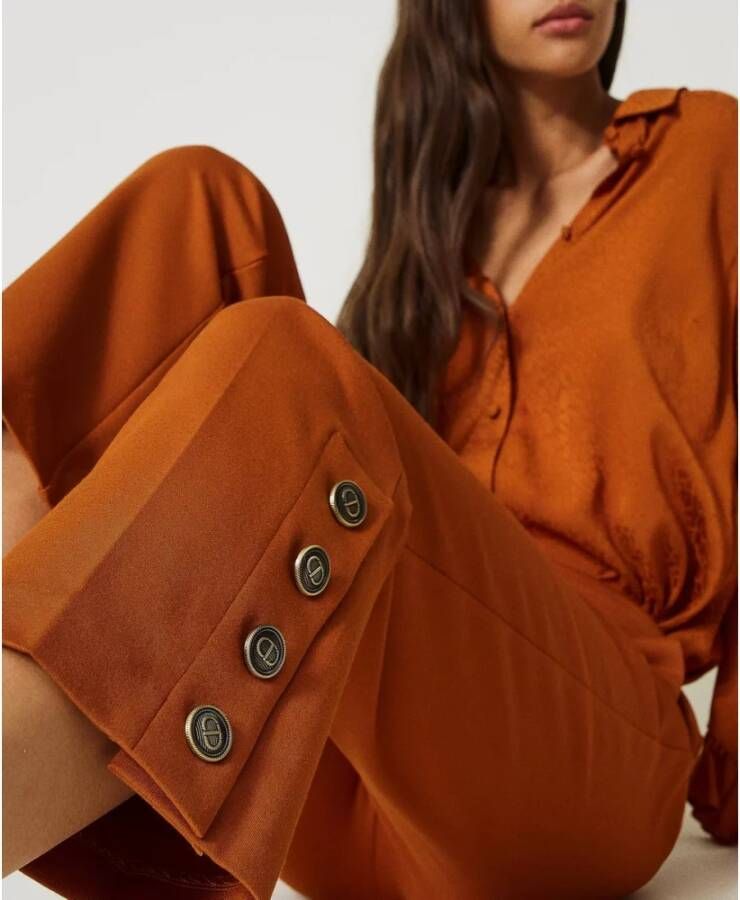 Twinset Cropped Broek met Knopen Oranje Dames