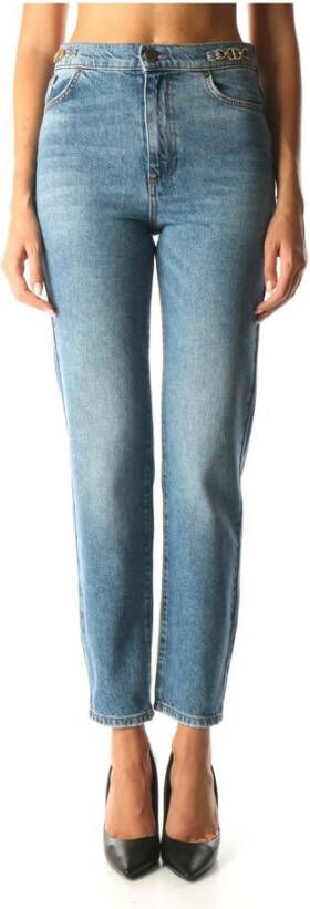 Twinset Denim Jeans met Stone Wash en Metalen Logo Klem Blue Dames