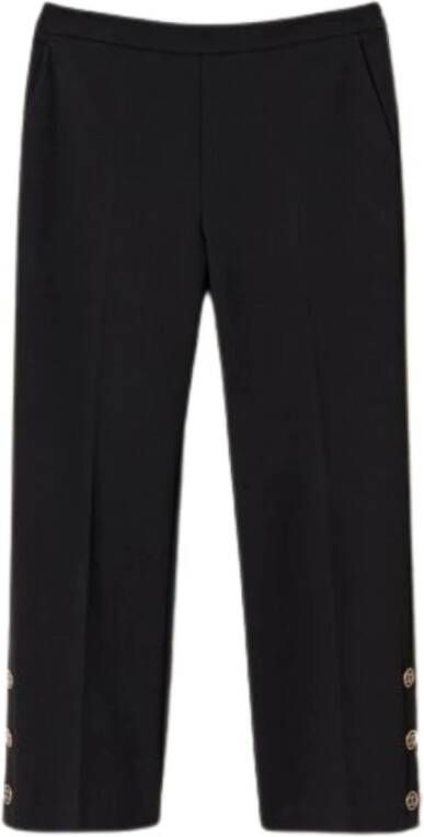 Twinset Zwarte broek met knopen in verkorte lengte Black Dames