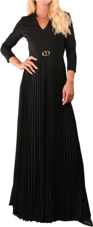 Twinset Elegante Viscose Jumpsuit met Geplooide Broek Black Dames