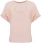 Twinset Dames T-shirt met veren: Korte mouwen ronde hals Roze Dames - Thumbnail 1