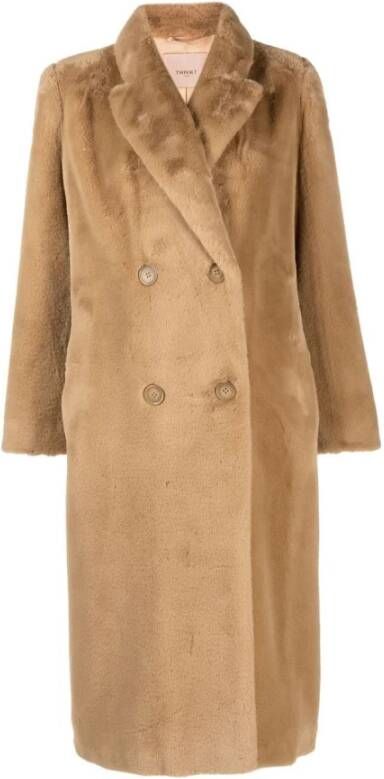 Twinset Double-Breasted Coats Beige Dames