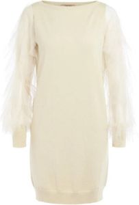 Twinset Dress With Tulle Flounces Beige Dames