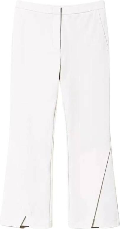 Twinset Flared Cropped Broek in Stretch Viscose White Dames