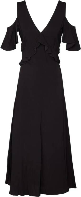 Twinset Lange georgette jurk met ruche in zwart Black Dames