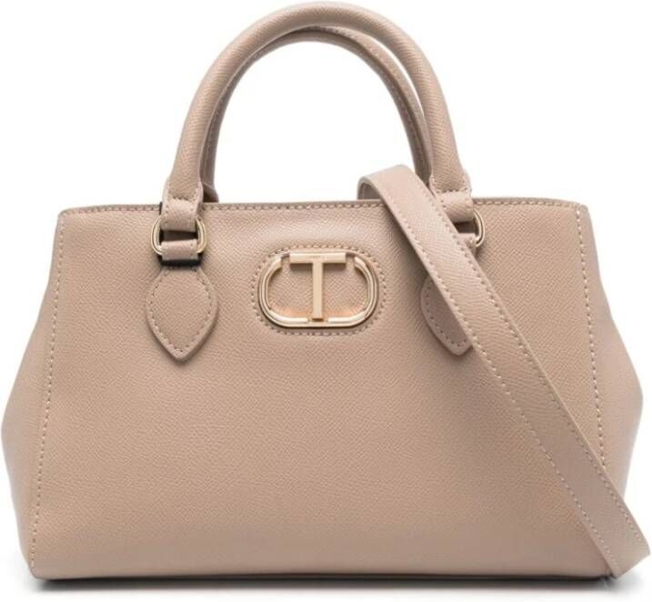 Twinset Oval T Logo-Plaque Tote Bag Brown Dames
