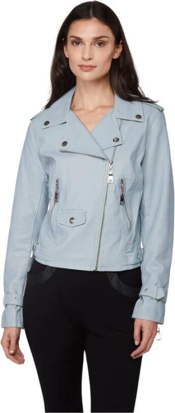 Twinset Poederblauw Leren Jack My Twin Collectie Blue Dames