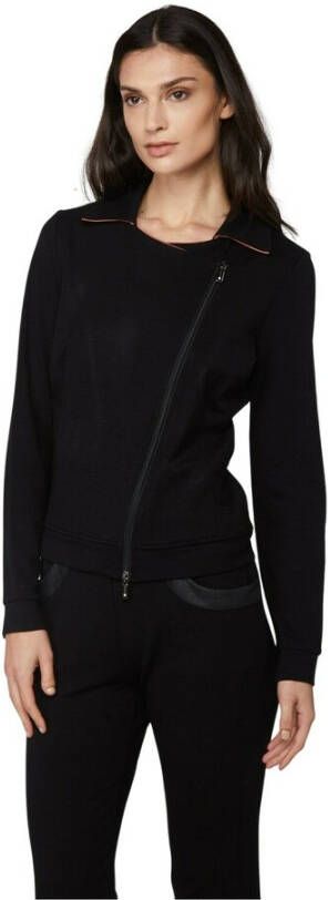 Twinset Zwarte Fleece Jas met Roze Details Black Dames