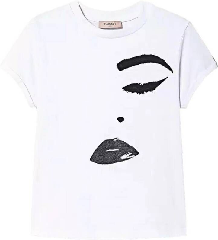 Twinset Pop Art Katoenen T-shirt met Logo Print White Dames