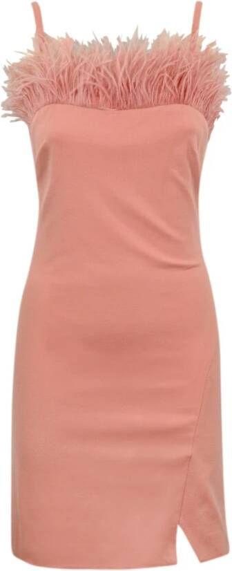 Twinset Korte Jurk met Veren Roze Dames