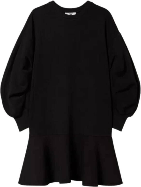 Twinset Korte jurk van scubastof met geplooide mouwen Zwart Dames
