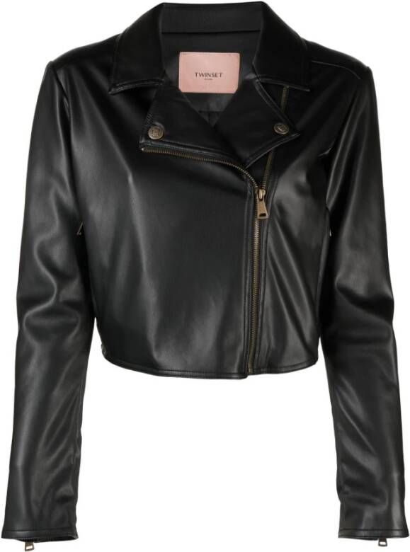 Twinset Leather Jackets Zwart Dames
