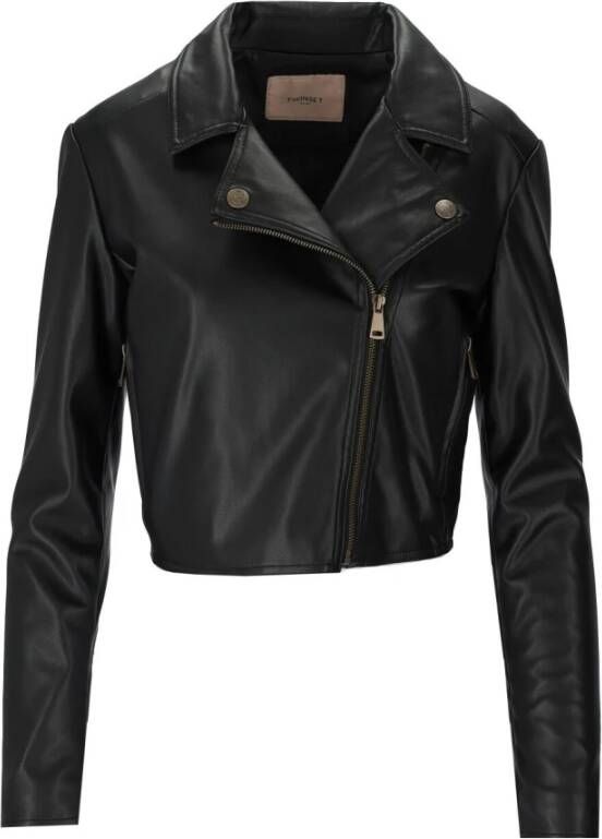 Twinset Leather Jackets Zwart Dames