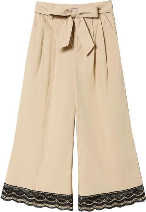 Twinset Leather Trousers Beige Dames
