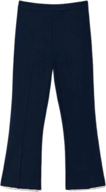 Twinset Blauwe cropped broek met parels Blue Dames