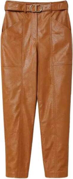 Twinset Leather Trousers Bruin Dames