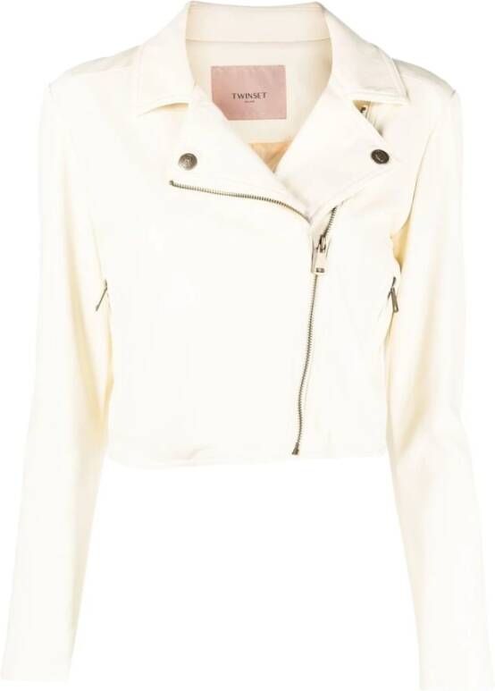Twinset Leren jas Wit Dames