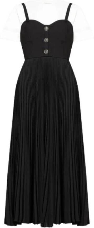 Twinset Zwarte korset-stijl geplooide jurk Black Dames