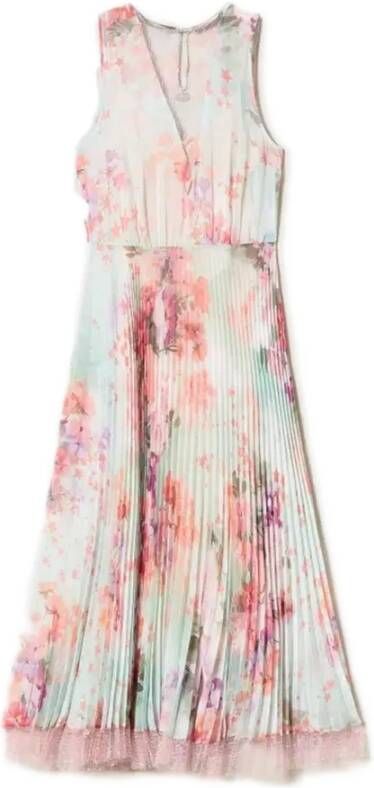 Twinset Lange jurk in Creponne Plisse Art. 231Tp2730 Multicolor Dames