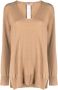 Twinset Minimalistische V-Hals Katoenen Trui Brown Dames - Thumbnail 1