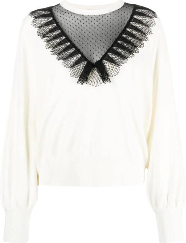 Twinset Semi-Transparante Sweaters met Kantafwerking White Dames