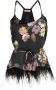 Twinset Bloemenprint Twill Crop Top met Verenrand Black Dames - Thumbnail 1